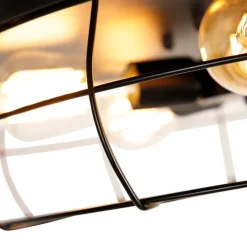 QAZQA Deckenventilator Mit Licht|Wohnzimmerlampen*Deckenventilator schwarz mit einziehbaren Flügeln 107cm 5-flammig mit Fernbedienung - Gaiola