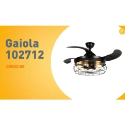 QAZQA Deckenventilator Mit Licht|Wohnzimmerlampen*Deckenventilator schwarz mit einziehbaren Flügeln 107cm 5-flammig mit Fernbedienung - Gaiola