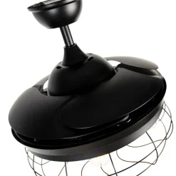 QAZQA Deckenventilator Mit Licht|Wohnzimmerlampen*Deckenventilator schwarz mit einziehbaren Flügeln 107cm 5-flammig mit Fernbedienung - Gaiola