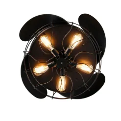 QAZQA Deckenventilator Mit Licht|Wohnzimmerlampen*Deckenventilator schwarz mit einziehbaren Flügeln 107cm 5-flammig mit Fernbedienung - Gaiola