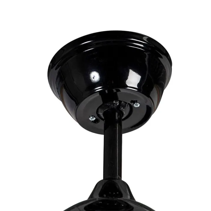 QAZQA Deckenventilator Mit Licht|Wohnzimmerlampen*Deckenventilator schwarz mit Holzaufdruck 96cm mit Fernbedienung - Rotar