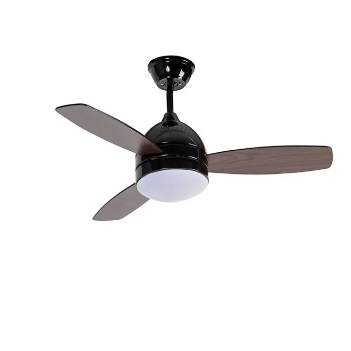 QAZQA Deckenventilator Mit Licht|Wohnzimmerlampen*Deckenventilator schwarz mit Holzaufdruck 96cm mit Fernbedienung - Rotar