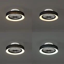 QAZQA Deckenventilator Mit Licht|Wohnzimmerlampen*Deckenventilator schwarz mit Sterneffekt 47cm inkl. LED Dimmbar mit Fernbedienung - Emily