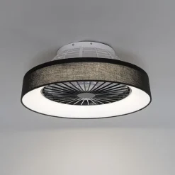 QAZQA Deckenventilator Mit Licht|Wohnzimmerlampen*Deckenventilator schwarz mit Sterneffekt 47cm inkl. LED Dimmbar mit Fernbedienung - Emily