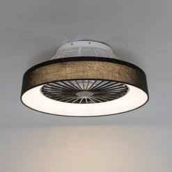 QAZQA Deckenventilator Mit Licht|Wohnzimmerlampen*Deckenventilator schwarz mit Sterneffekt 47cm inkl. LED Dimmbar mit Fernbedienung - Emily