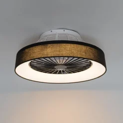QAZQA Deckenventilator Mit Licht|Wohnzimmerlampen*Deckenventilator schwarz mit Sterneffekt 47cm inkl. LED Dimmbar mit Fernbedienung - Emily