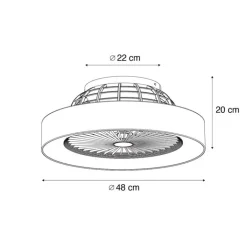 QAZQA Deckenventilator Mit Licht|Wohnzimmerlampen*Deckenventilator schwarz mit Sterneffekt 47cm inkl. LED Dimmbar mit Fernbedienung - Emily