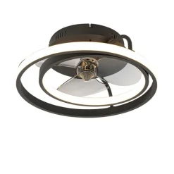 QAZQA Deckenventilator Mit Licht|Wohnzimmerlampen*Deckenventilator schwarz 46,5 cm inkl. LED mit Fernbedienung - Kees