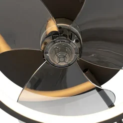 QAZQA Deckenventilator Mit Licht|Wohnzimmerlampen*Deckenventilator schwarz 46,5 cm inkl. LED mit Fernbedienung - Kees