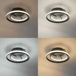 QAZQA Deckenventilator Mit Licht|Wohnzimmerlampen*Deckenventilator schwarz 46,5 cm inkl. LED mit Fernbedienung - Kees