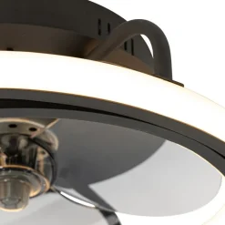 QAZQA Deckenventilator Mit Licht|Wohnzimmerlampen*Deckenventilator schwarz 46,5 cm inkl. LED mit Fernbedienung - Kees