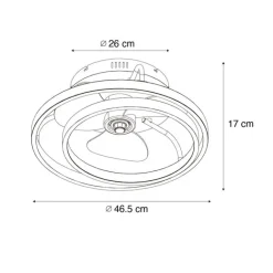 QAZQA Deckenventilator Mit Licht|Wohnzimmerlampen*Deckenventilator schwarz 46,5 cm inkl. LED mit Fernbedienung - Kees