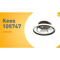 QAZQA Deckenventilator Mit Licht|Wohnzimmerlampen*Deckenventilator schwarz 46,5 cm inkl. LED mit Fernbedienung - Kees