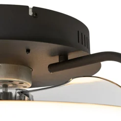 QAZQA Deckenventilator Mit Licht|Wohnzimmerlampen*Deckenventilator schwarz 46,5 cm inkl. LED mit Fernbedienung - Kees