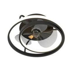 QAZQA Deckenventilator Mit Licht|Wohnzimmerlampen*Deckenventilator schwarz 46,5 cm inkl. LED mit Fernbedienung - Kees