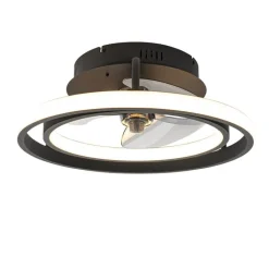 QAZQA Deckenventilator Mit Licht|Wohnzimmerlampen*Deckenventilator schwarz 46,5 cm inkl. LED mit Fernbedienung - Kees