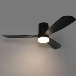 QAZQA Deckenventilator Mit Licht|Wohnzimmerlampen*Deckenventilator schwarz 132cm inkl. LED Dimmbar mit Fernbedienung - Sofia