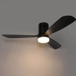 QAZQA Deckenventilator Mit Licht|Wohnzimmerlampen*Deckenventilator schwarz 132cm inkl. LED Dimmbar mit Fernbedienung - Sofia