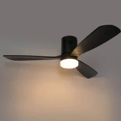 QAZQA Deckenventilator Mit Licht|Wohnzimmerlampen*Deckenventilator schwarz 132cm inkl. LED Dimmbar mit Fernbedienung - Sofia