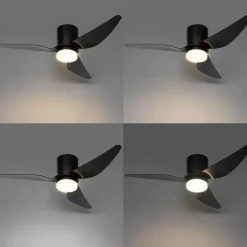 QAZQA Deckenventilator Mit Licht|Wohnzimmerlampen*Deckenventilator schwarz 123cm inkl. LED Dimmbar mit Fernbedienung - Patty