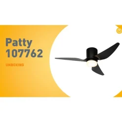 QAZQA Deckenventilator Mit Licht|Wohnzimmerlampen*Deckenventilator schwarz 123cm inkl. LED Dimmbar mit Fernbedienung - Patty