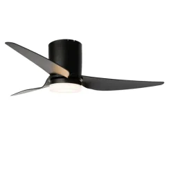 QAZQA Deckenventilator Mit Licht|Wohnzimmerlampen*Deckenventilator schwarz 123cm inkl. LED Dimmbar mit Fernbedienung - Patty