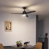 QAZQA Deckenventilator Mit Licht|Wohnzimmerlampen*Deckenventilator schwarz mit Holzprint 132cm inkl. LED Dimmbar mit Fernbedienung - Joly