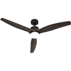 QAZQA Deckenventilator Mit Licht|Wohnzimmerlampen*Deckenventilator schwarz mit Holzprint 132cm inkl. LED Dimmbar mit Fernbedienung - Joly