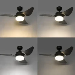 QAZQA Deckenventilator Mit Licht|Wohnzimmerlampen*Deckenventilator Schwarz 86,7 cm inkl. LED Dimmbar mit Fernbedienung - Yuki
