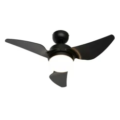 QAZQA Deckenventilator Mit Licht|Wohnzimmerlampen*Deckenventilator Schwarz 86,7 cm inkl. LED Dimmbar mit Fernbedienung - Yuki