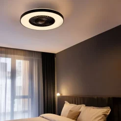 QAZQA Schlafzimmerlampen|Küchenlampen*Deckenventilator schwarz mit Sterneneffekt 60cm inkl. LED Dimmbar mit Fernbedienung - Climo
