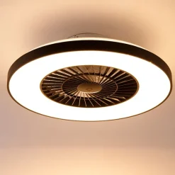 QAZQA Schlafzimmerlampen|Küchenlampen*Deckenventilator schwarz mit Sterneneffekt 60cm inkl. LED Dimmbar mit Fernbedienung - Climo