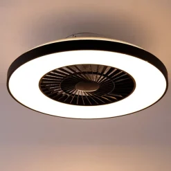 QAZQA Schlafzimmerlampen|Küchenlampen*Deckenventilator schwarz mit Sterneneffekt 60cm inkl. LED Dimmbar mit Fernbedienung - Climo