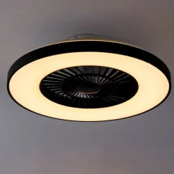 QAZQA Schlafzimmerlampen|Küchenlampen*Deckenventilator schwarz mit Sterneneffekt 60cm inkl. LED Dimmbar mit Fernbedienung - Climo