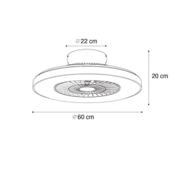 QAZQA Schlafzimmerlampen|Küchenlampen*Deckenventilator schwarz mit Sterneneffekt 60cm inkl. LED Dimmbar mit Fernbedienung - Climo