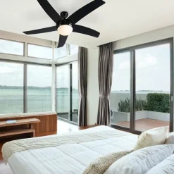 QAZQA Deckenventilator Mit Licht|Esszimmerlampen*Deckenventilator schwarz mit Holzprint 132cm mit Fernbedienung - Cool