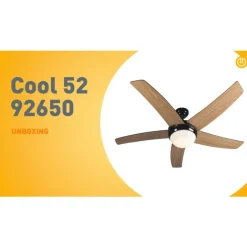 QAZQA Deckenventilator Mit Licht|Esszimmerlampen*Deckenventilator schwarz mit Holzprint 132cm mit Fernbedienung - Cool