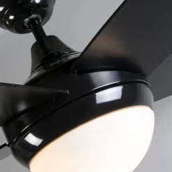 QAZQA Deckenventilator Mit Licht|Esszimmerlampen*Deckenventilator schwarz mit Holzprint 132cm mit Fernbedienung - Cool