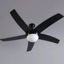 QAZQA Deckenventilator Mit Licht|Esszimmerlampen*Deckenventilator schwarz mit Holzprint 132cm mit Fernbedienung - Cool