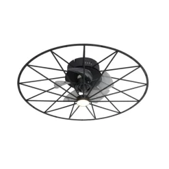QAZQA Deckenventilator Mit Licht|Wohnzimmerlampen*Deckenventilator schwarz 62cm inkl. LED Dimmbar mit Fernbedienung - Yaran