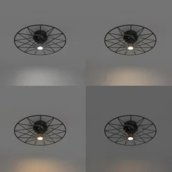 QAZQA Deckenventilator Mit Licht|Wohnzimmerlampen*Deckenventilator schwarz 62cm inkl. LED Dimmbar mit Fernbedienung - Yaran