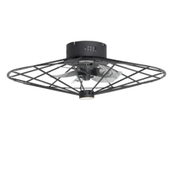 QAZQA Deckenventilator Mit Licht|Wohnzimmerlampen*Deckenventilator schwarz 62cm inkl. LED Dimmbar mit Fernbedienung - Yaran