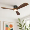 QAZQA Schlafzimmerlampen|Küchenlampen*Deckenventilator schwarz mit Holz 131,5 cm inkl. LED Dimmbar mit Fernbedienung - Jerri