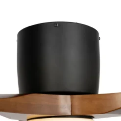 QAZQA Schlafzimmerlampen|Küchenlampen*Deckenventilator schwarz mit Holz 131,5 cm inkl. LED Dimmbar mit Fernbedienung - Jerri