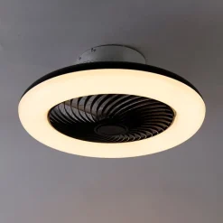 QAZQA Deckenventilator Mit Licht|Wohnzimmerlampen*Deckenventilator schwarz 55,5 cm inkl. LED Dimmbar mit Fernbedienung - Clima