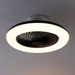 QAZQA Deckenventilator Mit Licht|Wohnzimmerlampen*Deckenventilator schwarz 55,5 cm inkl. LED Dimmbar mit Fernbedienung - Clima
