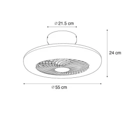 QAZQA Deckenventilator Mit Licht|Wohnzimmerlampen*Deckenventilator schwarz 55,5 cm inkl. LED Dimmbar mit Fernbedienung - Clima