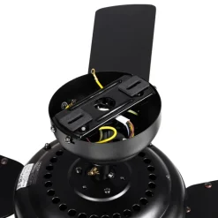 QAZQA Schlafzimmerlampen|Küchenlampen*Deckenventilator schwarz mit Holzprint 107,5 cm 3-flammig mit Zugschalter - Mistral Vidro