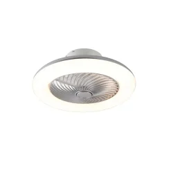 QAZQA Deckenventilator Mit Licht|Wohnzimmerlampen*Deckenventilator Silber 55,5 cm inkl. LED Dimmbar mit Fernbedienung - Clima