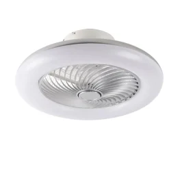 QAZQA Deckenventilator Mit Licht|Wohnzimmerlampen*Deckenventilator Silber 55,5 cm inkl. LED Dimmbar mit Fernbedienung - Clima